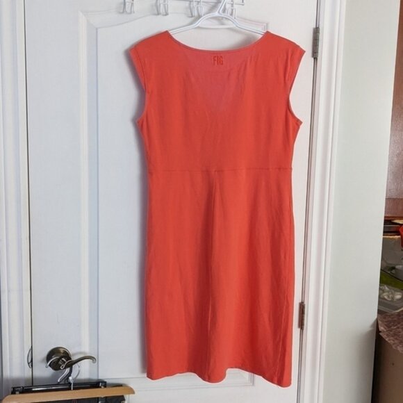 Fig Voyage orange Sleeveless V Neck Cotton Dress Large T6 - Picture 3 of 10